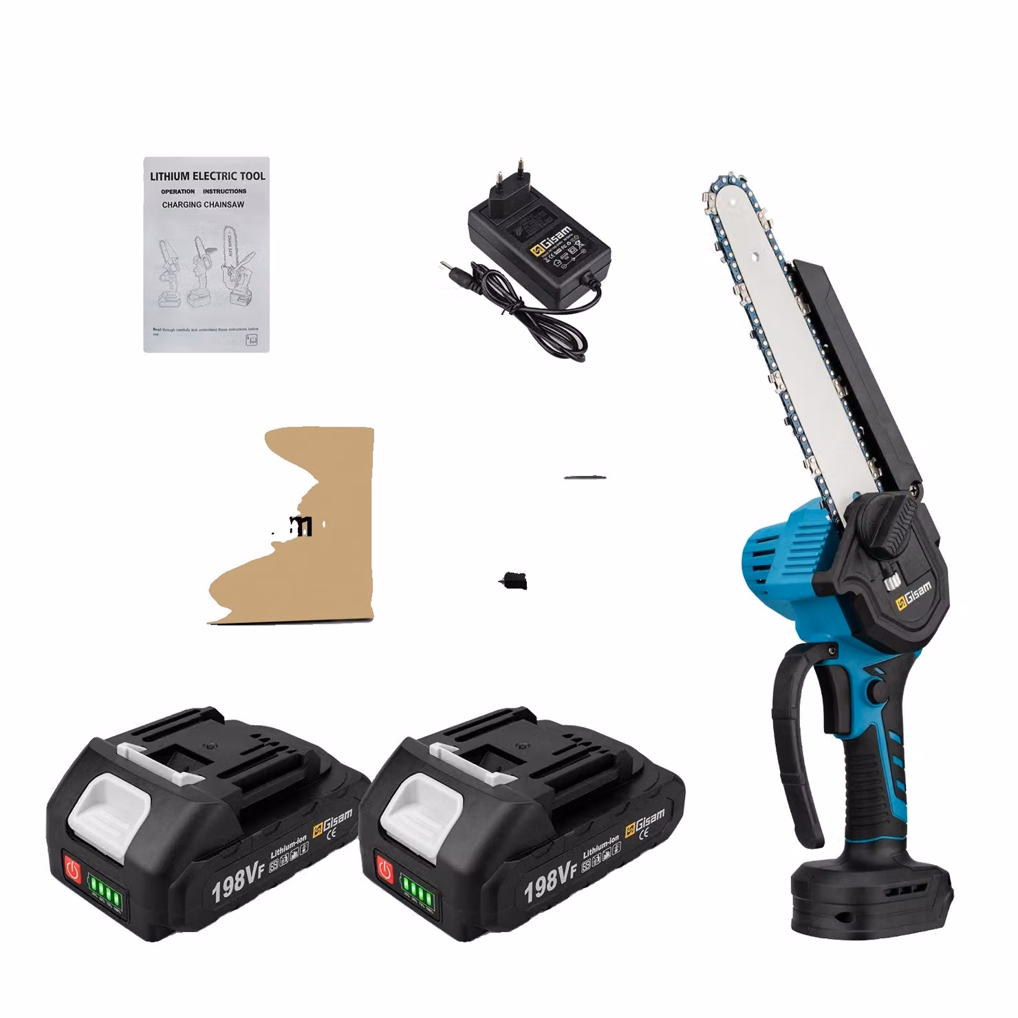 Motosega elettrica, motore brushless, batteria da 18 V, set di 2 batterie