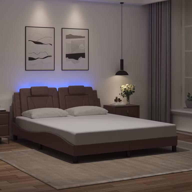 vidaXL Giroletto Viana con LED e porta USB, Marrone, 160 x 200 cm