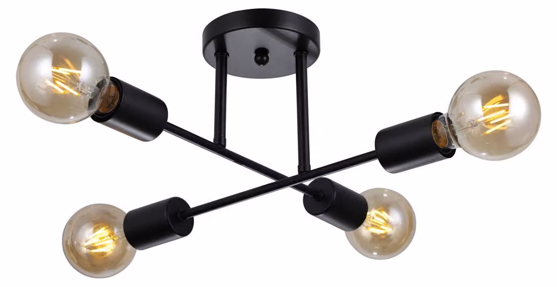 Lampada a sospensione con bracci incrociati Formio, nero opaco, 4xE27x40W, metallo, dimensioni: 20x40x40 cm, IP20, Italux