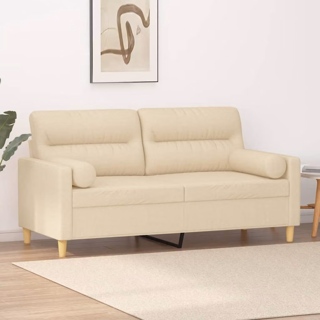 vidaXL Divano a 2 Posti Moderno in Tessuto Beige con Cuscini e Coperture Rimovibili