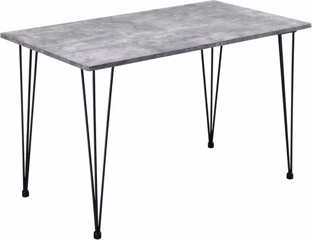 Tavolo da Pranzo Rettangolare Cantenbury en.casa con Gambe a Forcina in Stile Industrial, Effetto Cemento Grigio e Nero, L: 120 cm, P: 70 cm, H: 75 cm