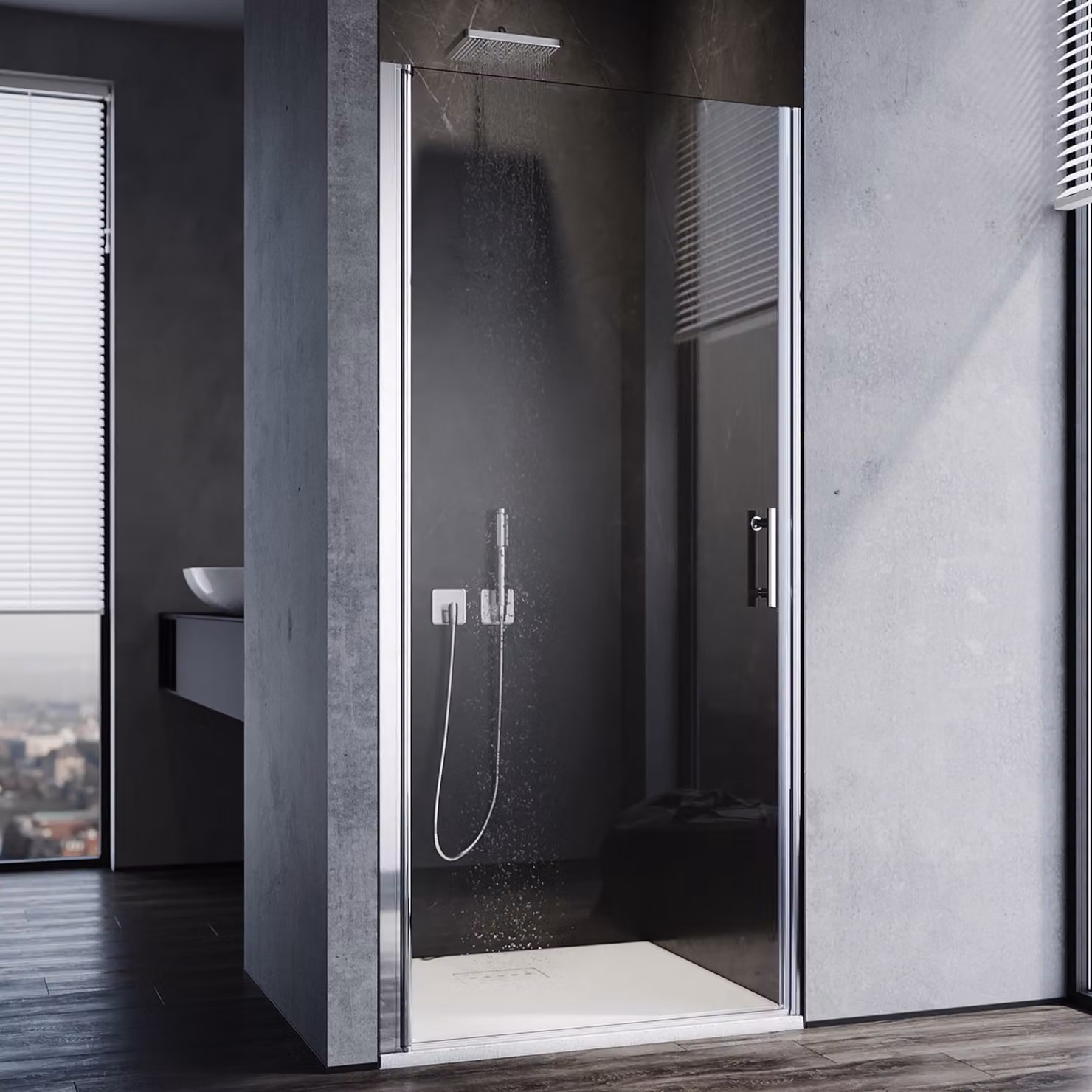 SONNI porta doccia 90 x 185cm porta nicchia cabina doccia ESG vetro con nano rivestimento, protezione dagli spruzzi d'acqua, con funzione di sollevamento e abbassamento