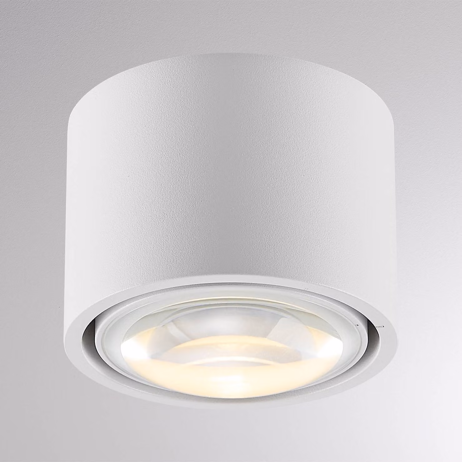 Molto Luce Plafoniera LED da esterni MAG MINI, bianca, Ø 9 cm, CCT, dimmerabile, IP44 dimmerabile, Bianco / Opale, Bagno, Alluminio, Moderno, Plafoniera