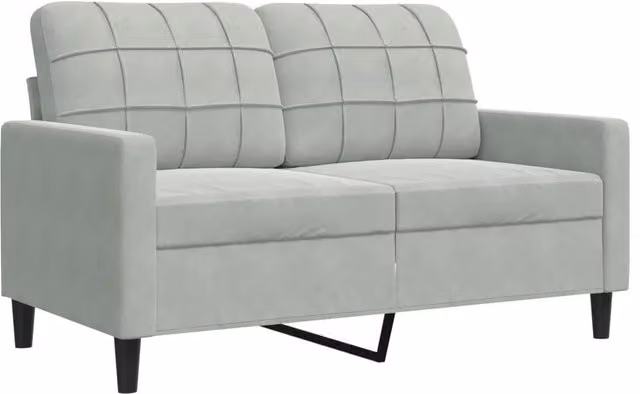 Divano | Divano da soggiorno | Sofa a 2 Posti Grigio Chiaro 120 cm in Velluto