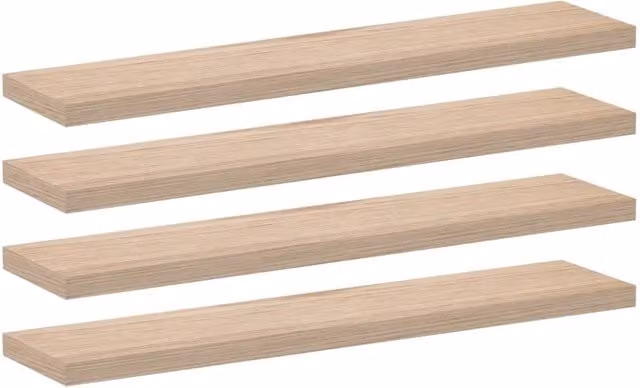 Set di 4 mensole pensili DESIGN IN in legno effetto rovere color beige, L: 110 cm, P: 23,5 cm, H: 4 cm