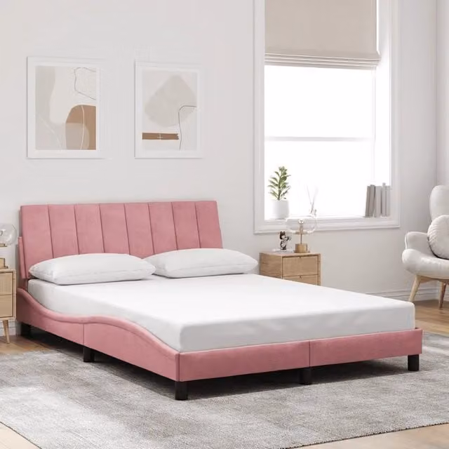 Giroletto senza materasso Hanko vidaXL in velluto rosa L/P/H: 200 x 120 x 74,5 cm