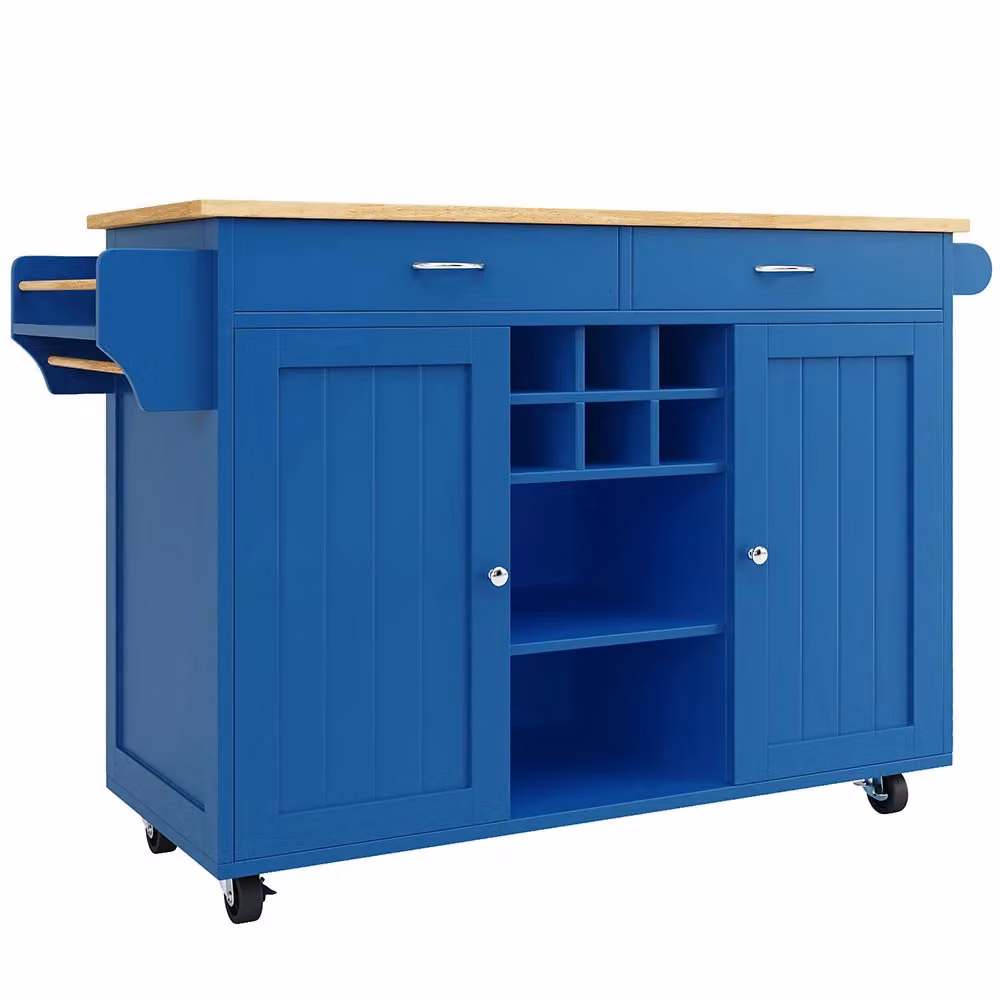 Isola cucina Xylo moderna in blu con venatura legno L: 102 cm, P: 45 cm, H: 92 cm – 2