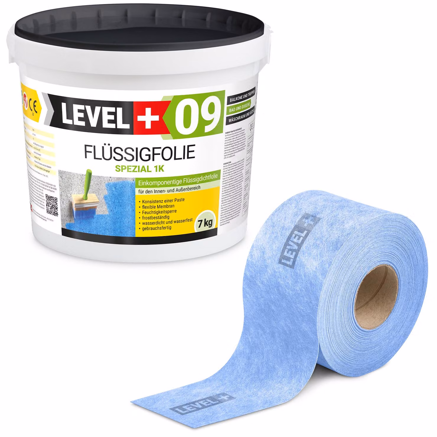 Foglio liquido 7kg nastro sigillante 10m set di sigillatura per doccia bagno balcone SET73