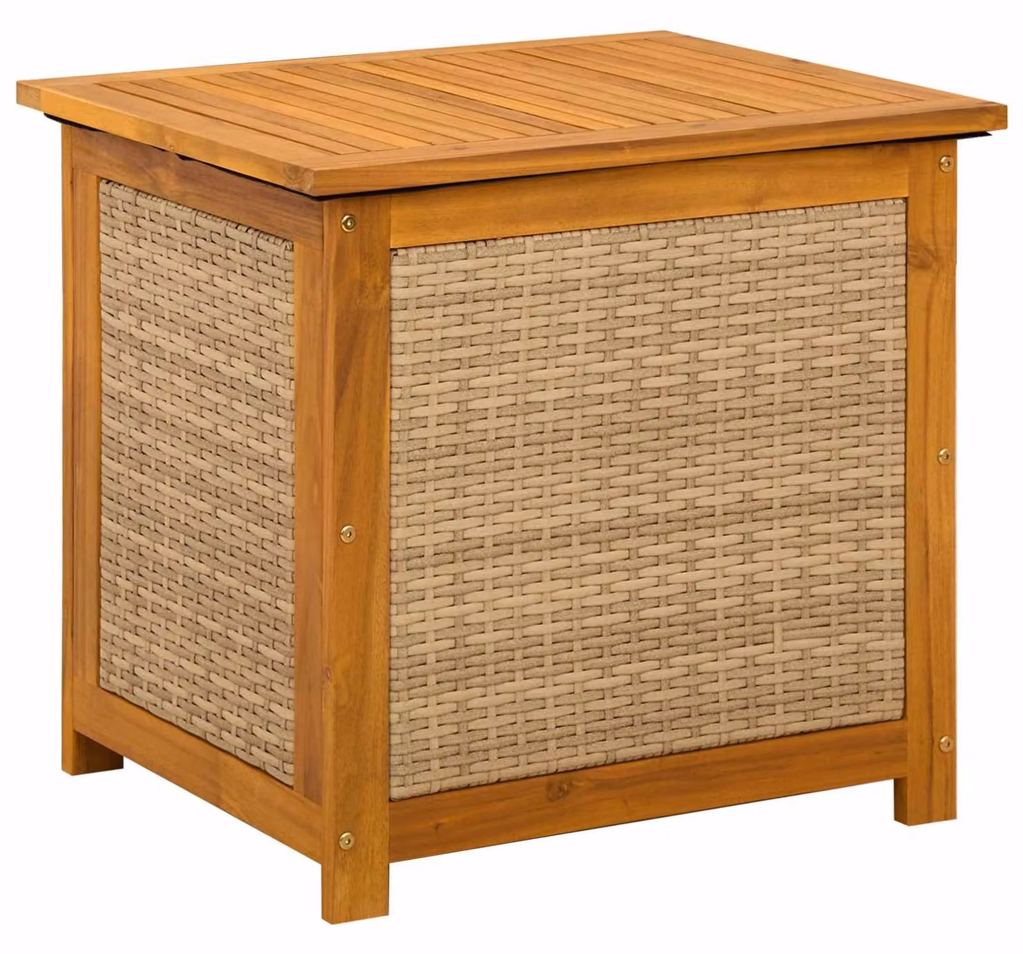 Contenitore da giardino in legno massello di acacia, capacità 185 litri, dimensioni 60 x 50 x 56 cm, colore beige