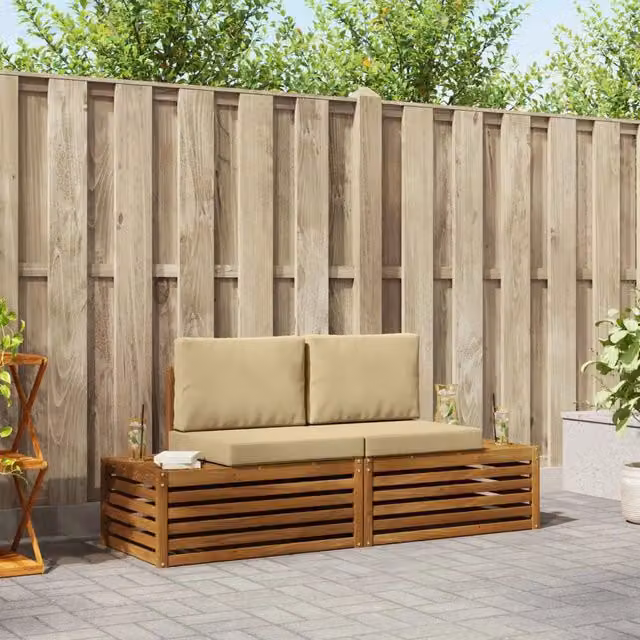2 pz Set di divani da esterno Naturale e Beige 3375433