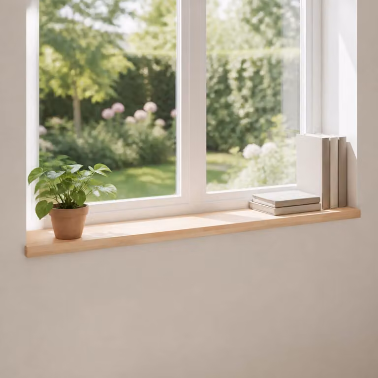 Set di 2 soglie per finestre vidaXL in legno naturale, colore beige/marrone, L 110 x P 30 x H 2 cm