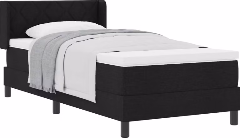 Letto a molle con testiera Nero 190 x 90 cm Tessuto