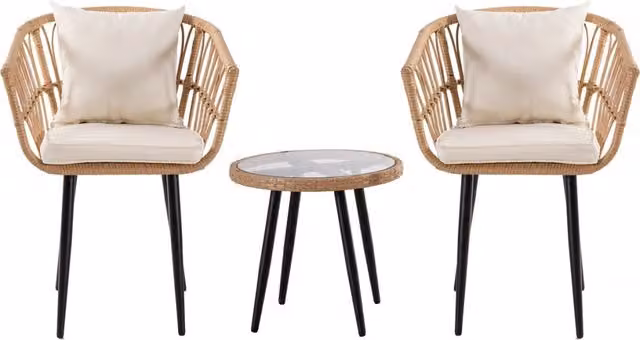 Set da giardino moderno Habitat in rattan con poltrone lounge e tavolino da caffè, colori nero e beige – 1