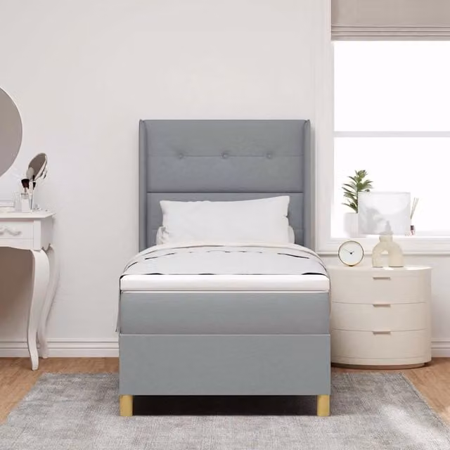 Letto a molle con testiera Grigio chiaro 90 x 200 cm Tessuto 3341812