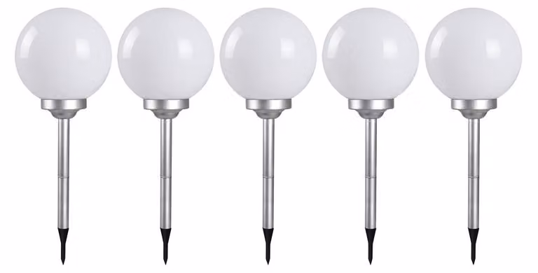 5 lampade a LED solari a innesto, a forma di sfera, 30 cm, SOLAR