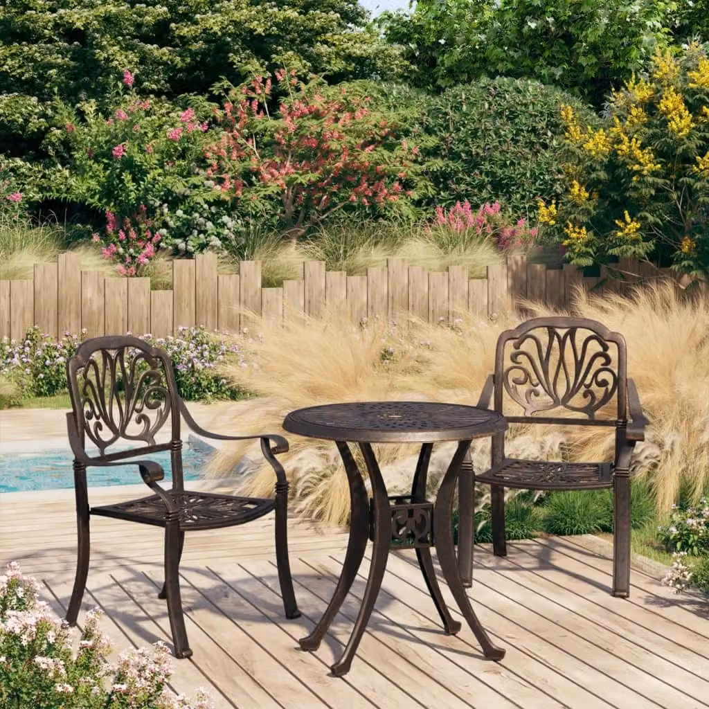Maison Exclusive - Set da bistrot da 3 pezzi in fusione di alluminio color bronzo