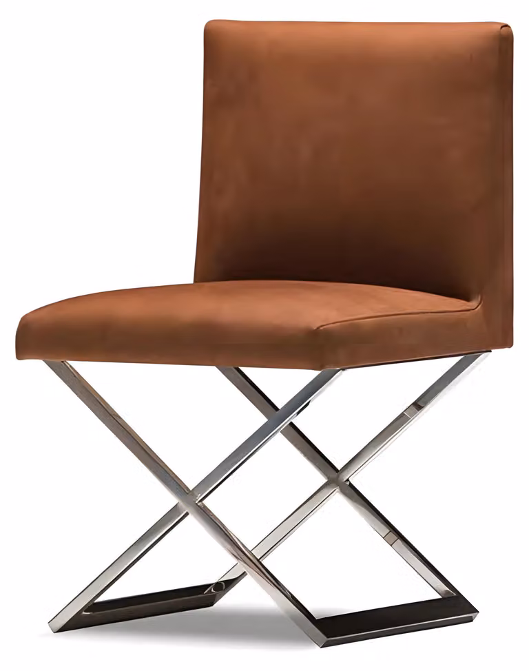 Brauner Metallstuhl modern elegant für Zuhause und Büro