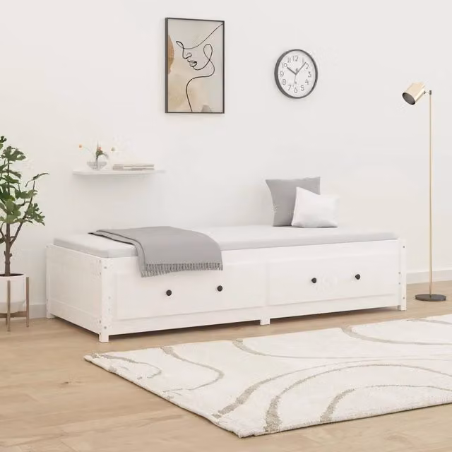 Dormeuse senza Materasso Bianca 90x200 cm Legno Massello Pino 821590