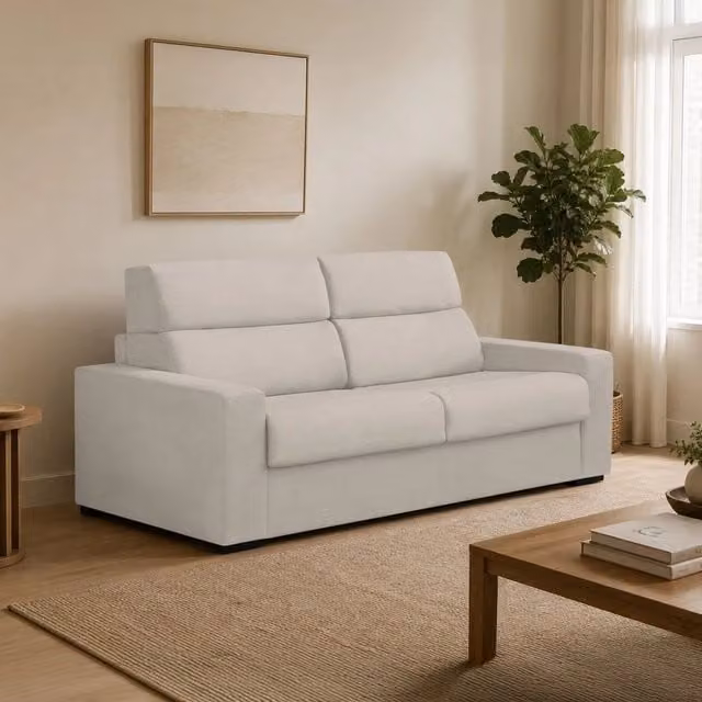 Divano Letto 2 Posti DMORA Beige con Copertura Sfoderabile e Funzione Letto Moderno L: 180 cm, P: 95 cm