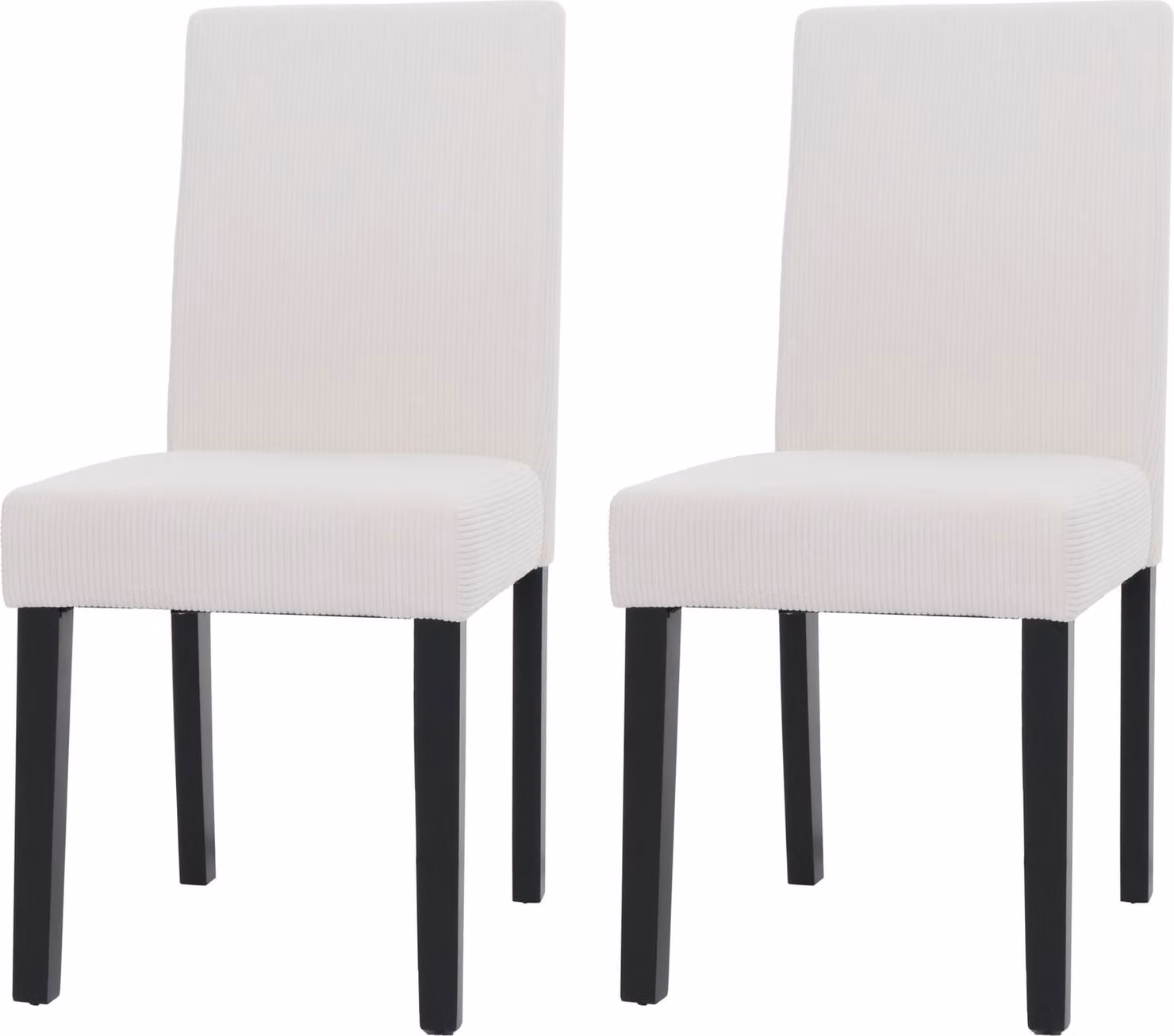 Set di 2 sedie da pranzo classiche e intramontabili | A x L x P 90 x 42 x 50 cm | Altezza seduta 47 cm | Tessuto/tessuto cordato Legno | Gambe scure | Crema | Sedia Sedia da cucina Sedia con schienale alto