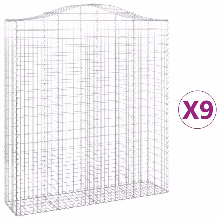 Cesti Gabbioni ad Arco 9 pz 200x50x220/240 cm Ferro Zincato