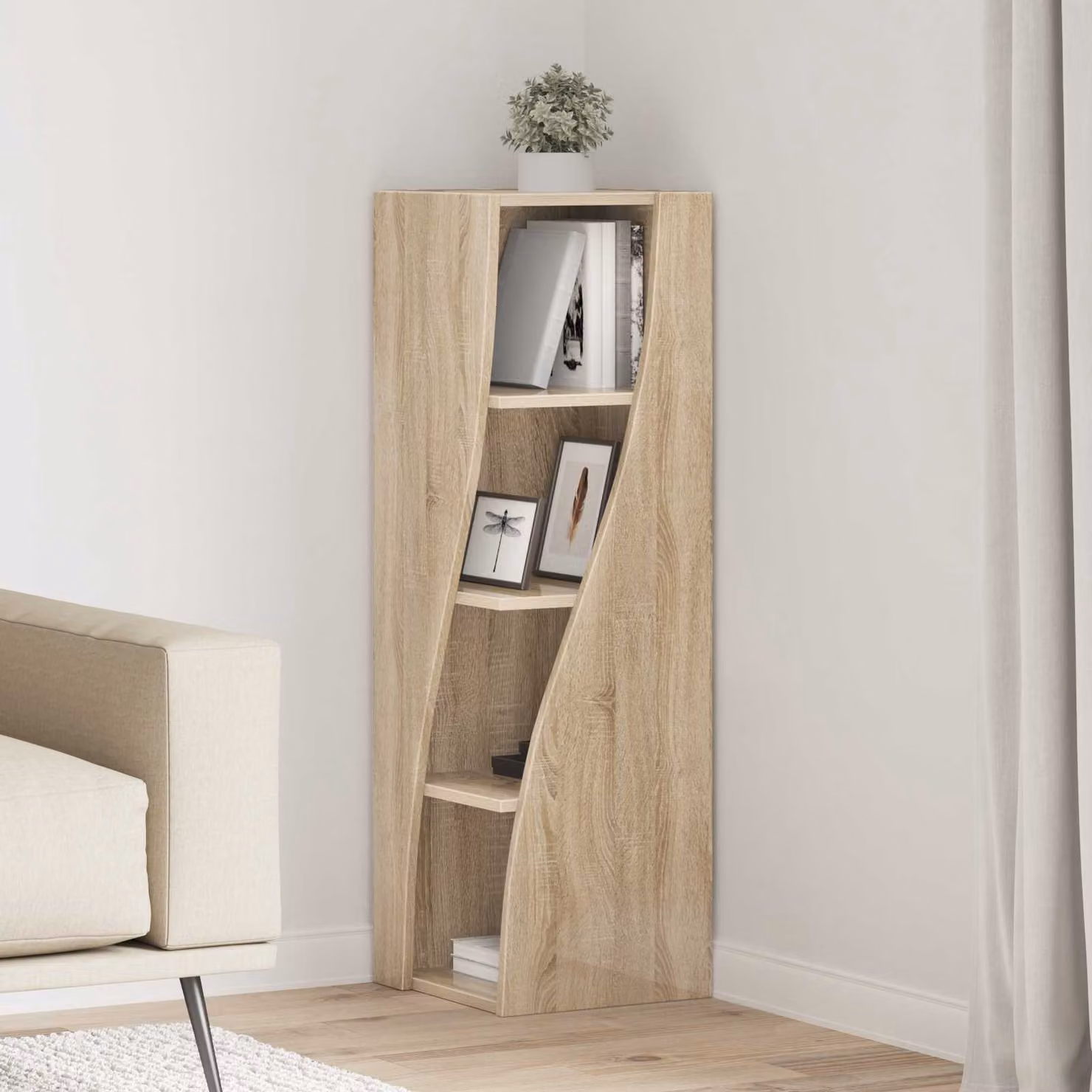 Mobile angolare vidaXL in legno ingegnerizzato Rovere Sonoma, L/P/H: 32 x 32 x 102 cm