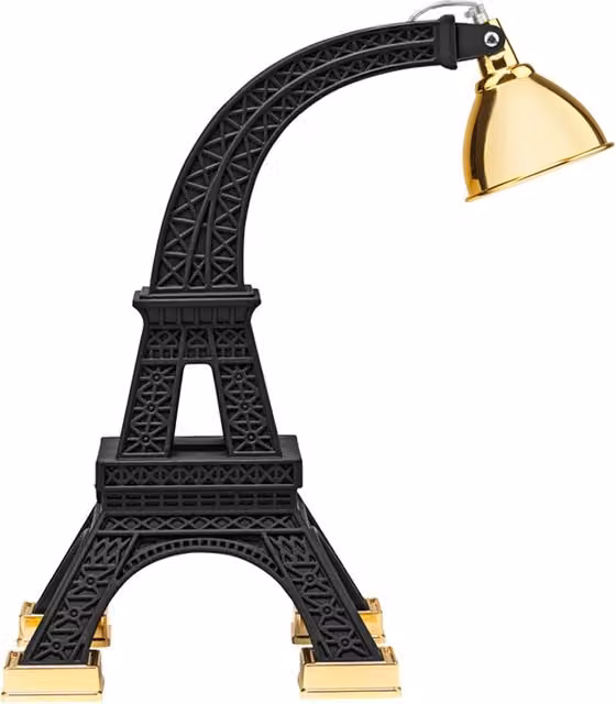 Lampada da tavolo Qeeboo Paris M in polietilene e metallo, disponibile in nero o oro/ottone, H: 33,5 cm