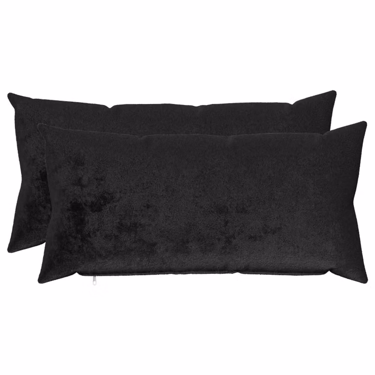 Set di 2 federe vidaXL HEERLEN in flanella nera, L 40 cm x P 70 cm