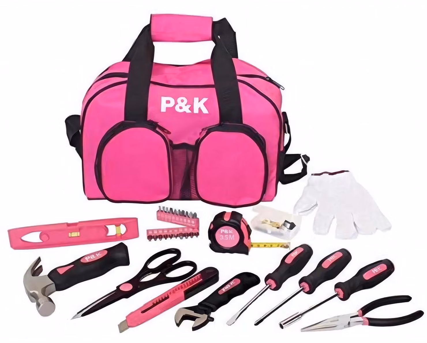 Set di 77 utensili rosa con custodia