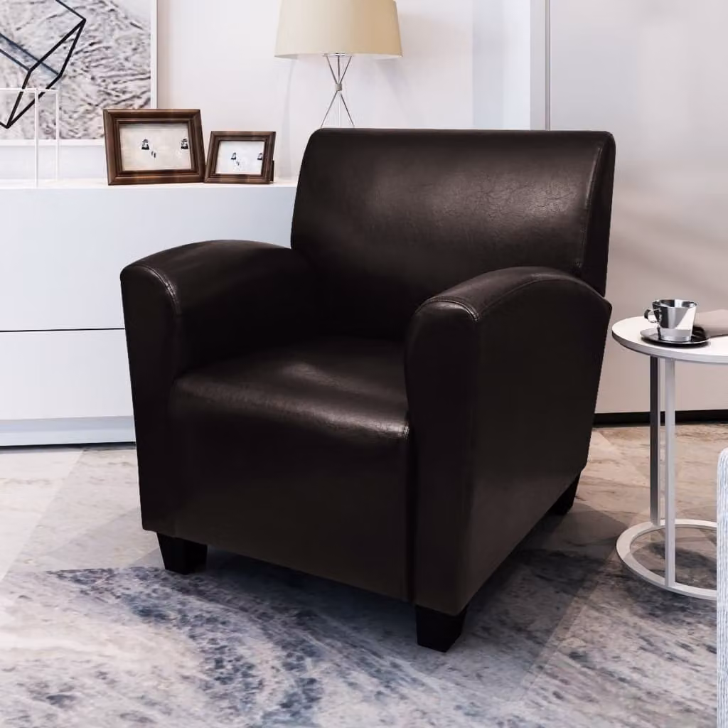 Maison Exclusive - Poltrona in ecopelle marrone scuro