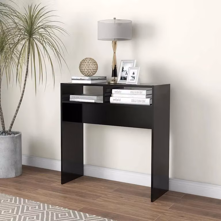 vidaXL Tavolino Consolle Moderno Nero in Legno e MDF L: 78 cm, P: 30 cm, H: 80 cm