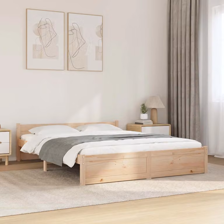 Giroletto Double vidaXL in legno massello di pino marrone L: 135 cm, P: 190 cm