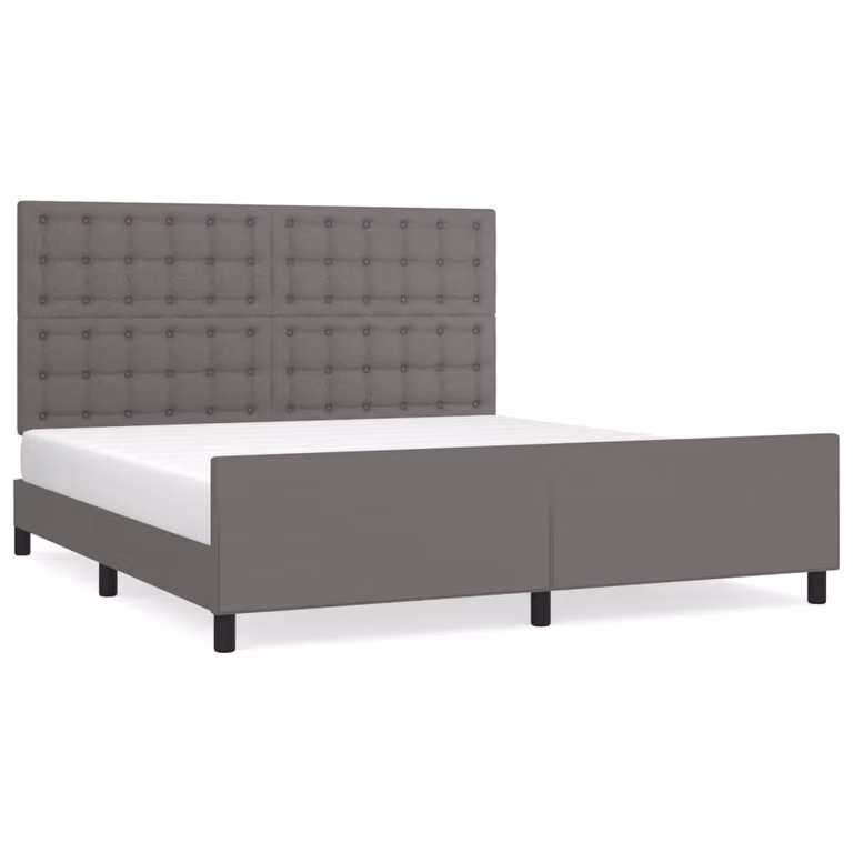 Giroletto con Testiera Grigio 180x200 cm in Pelle finta