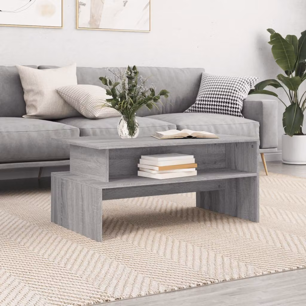 Tavolino da salotto vidaXL in legno e MDF, colore grigio, L: 90 cm, P: 55 cm, H: 42,5 cm