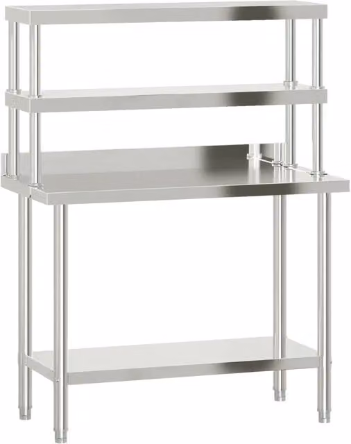 Tavolo da lavoro per cucina DESIGN IN in acciaio inox color argento, regolabile in altezza, L: 110 cm, P: 55 cm, H: 150 cm