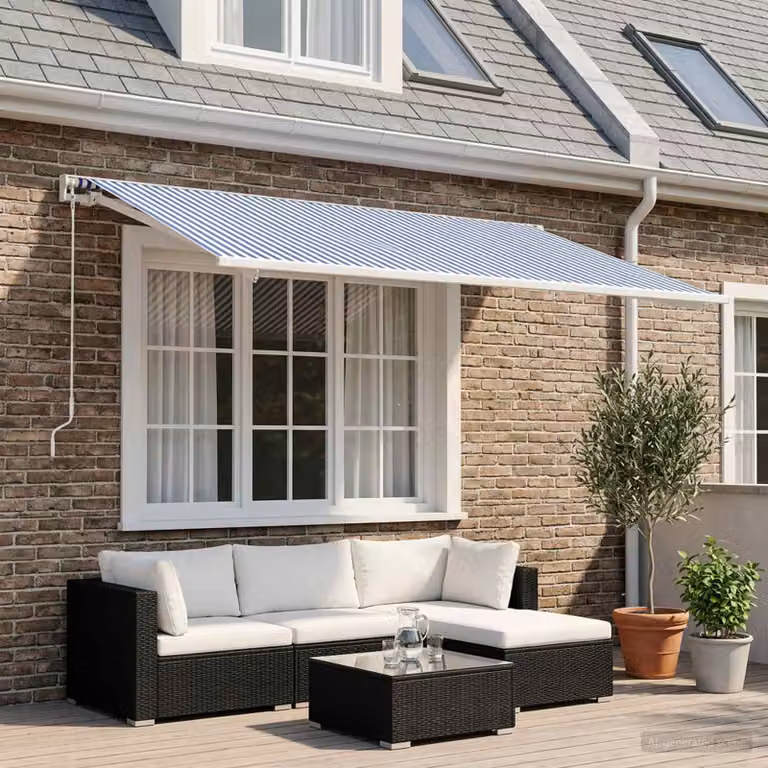 Telo di ricambio per tenda da sole vidaXL in poliestere, Blu e Bianco, L 300 x P 250 cm