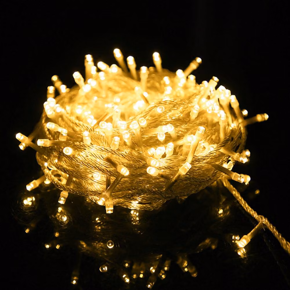 10M 100LEDs 8 Modes Fairy Lights elettrico LED Natale Fairy Lights Camera Decorazione Luce Partito Albero di Natale Matrimonio Giardino Illuminazione, Bianco Caldo