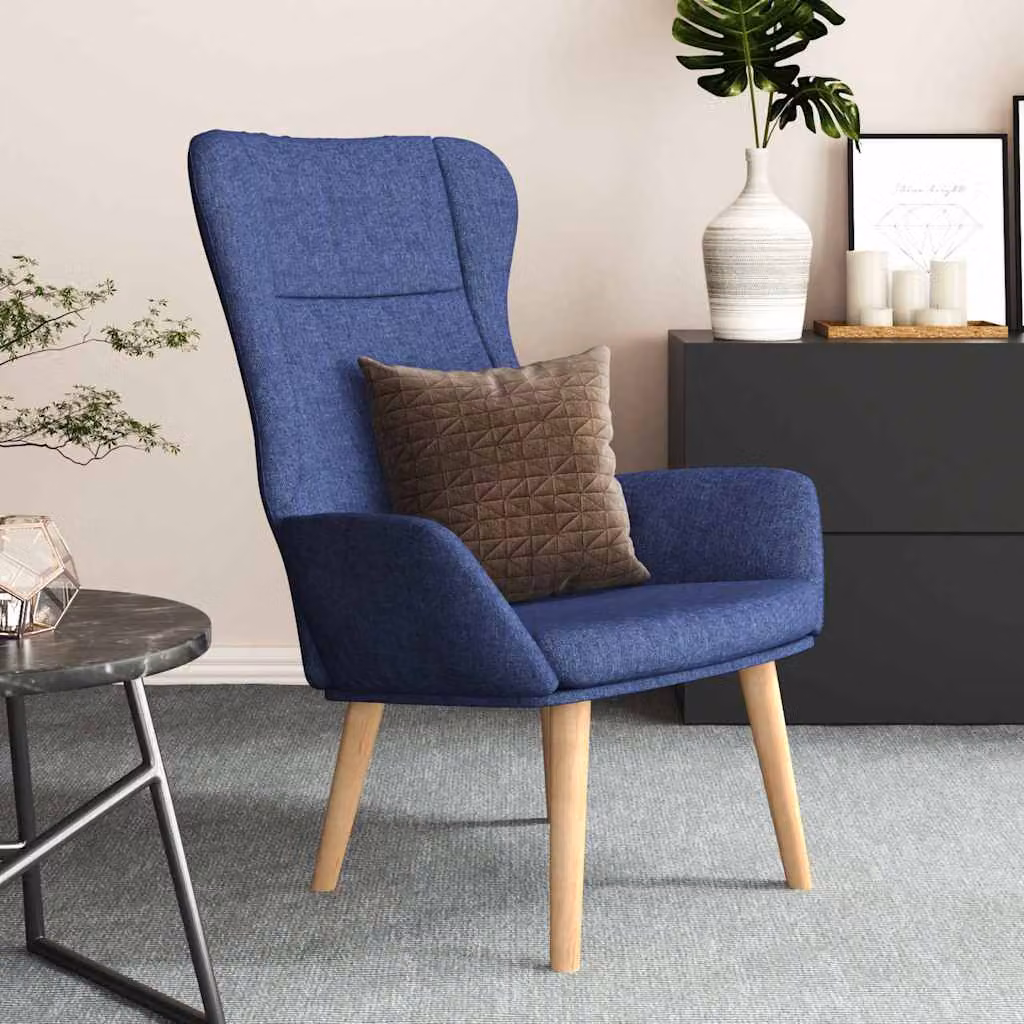Sedia Relax blu in tessuto vidaXL con struttura in legno e metallo