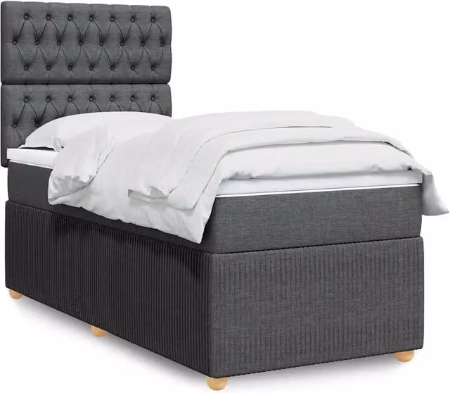 Giroletto a Molle con Materasso Grigio Scuro 80x200 cm Tessuto 3294191