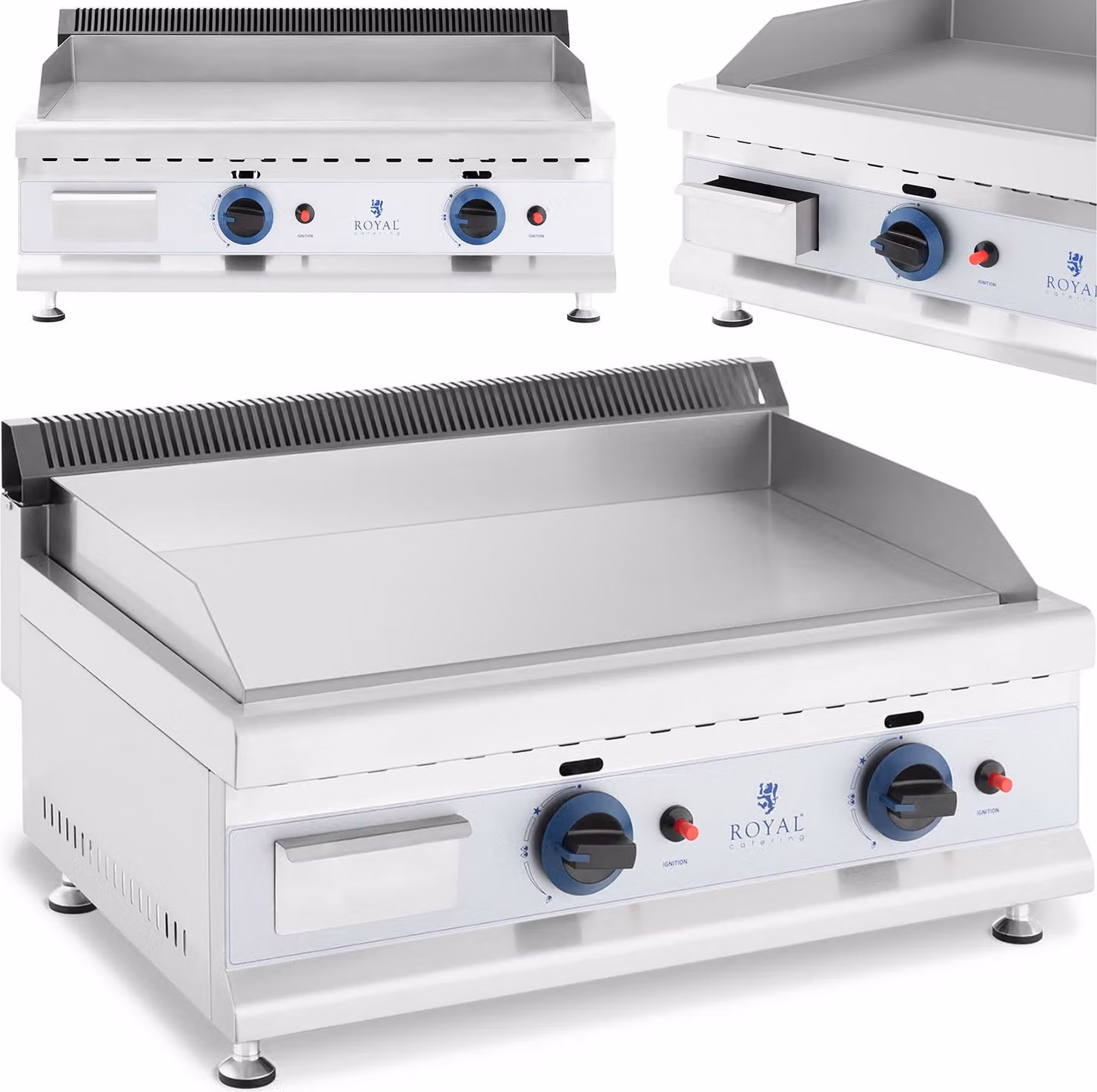 Expondo Royal Catering Grill a gas doppio - 60 x 40 cm - liscio - 2 x 3.100 W - gas naturale - 20 mbar
