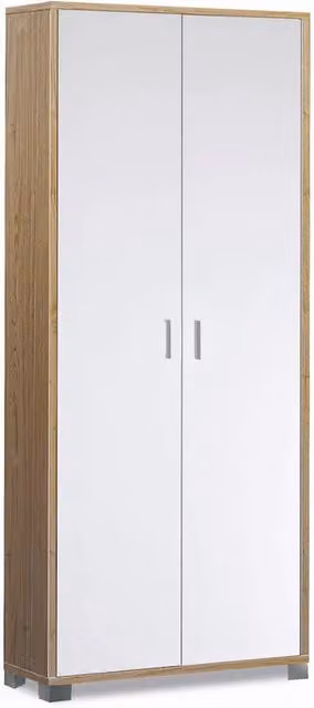Armadio mobile 2 ante 83x29x190H cm in kit di montaggio colore Noce Stelvio e Bianco