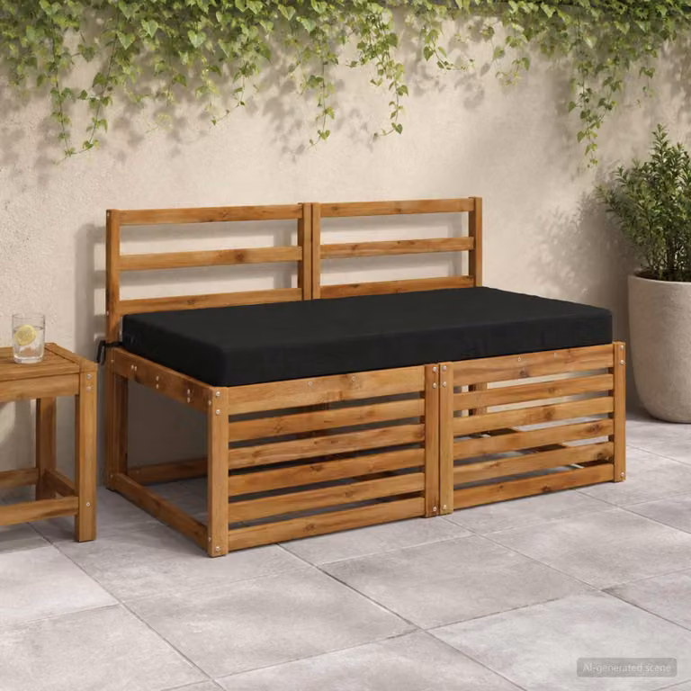 Cuscino per la seduta vidaXL SOEST in poliestere nero con rivestimento lavabile e resistente ai raggi UV