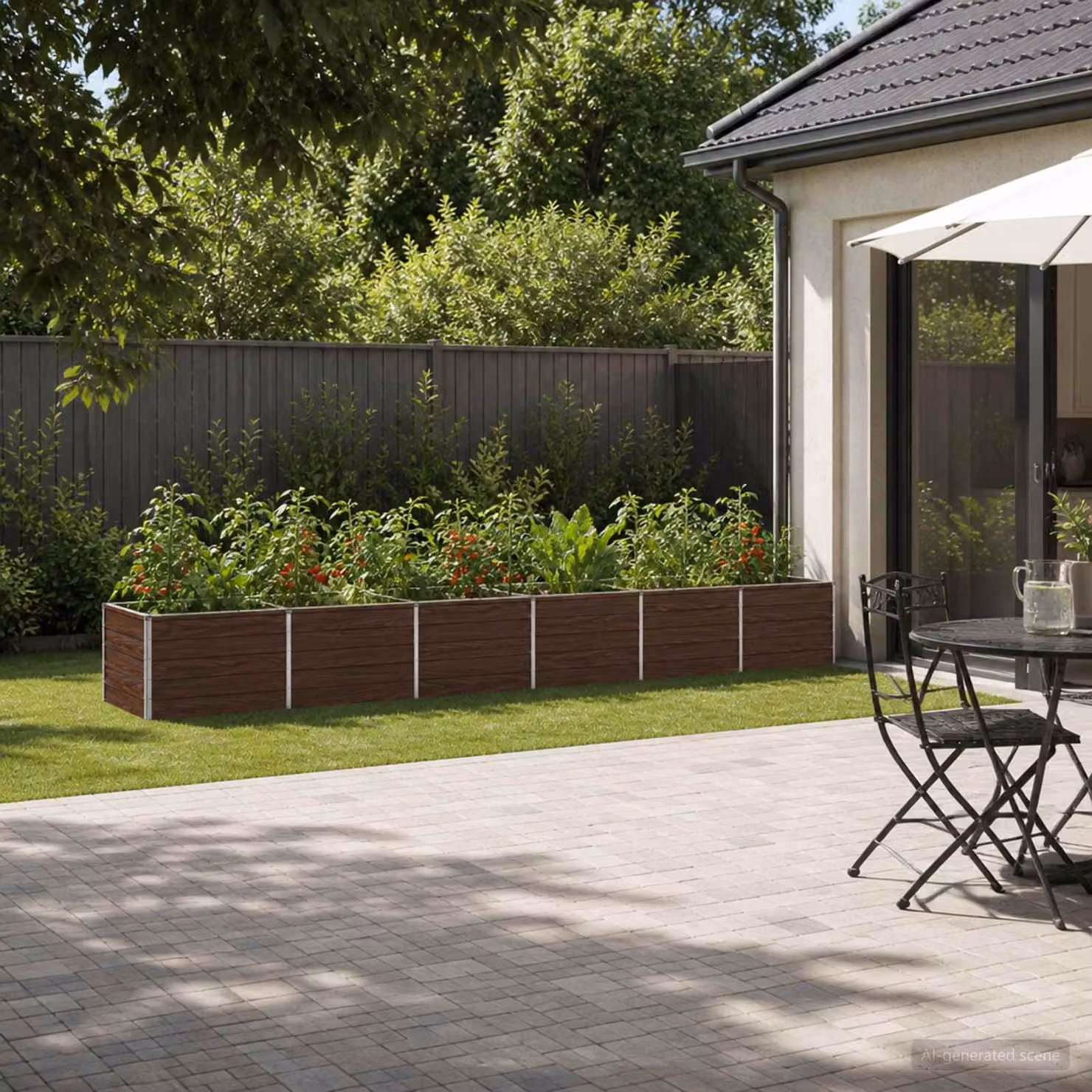 Letto rialzato da giardino vidaXL in metallo Nero L: 480 cm, P: 80 cm, H: 55 cm