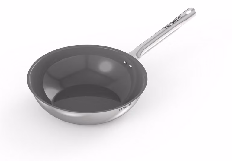 Wok saltapasta in Acciaio inox antiaderente PFAS Free per induzione, un manico, linea New Era, diam. 28 cm
