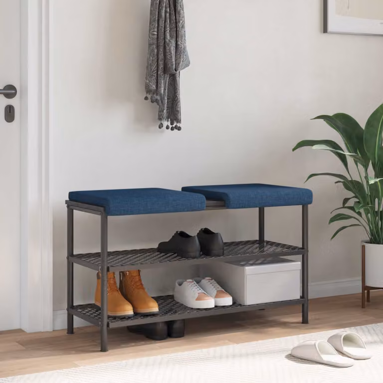 Set di 2 cuscini per panchina vidaXL in tessuto blu con imbottitura in schiuma e base antiscivolo, Profondità: 35 cm