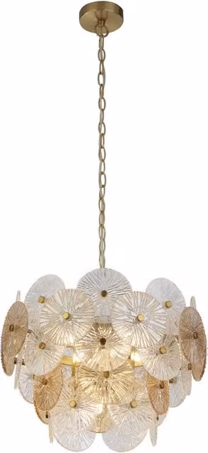 Lampadario Contemporaneo Wagon Acciaio Bronzo Vetro 5 Luci G9