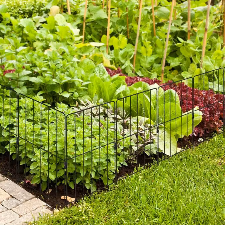 Costway Set di 2 recinzione per aiuole in metallo antiruggine, 15 Pannelli per recinzione da giardino pieghevole Nero