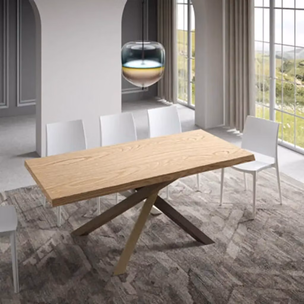 Tavolo fisso Itamoby Versalux in rovere con bordo live edge e gambe multicolore L: 200 cm, P: 90 cm, H: 75 cm – 2