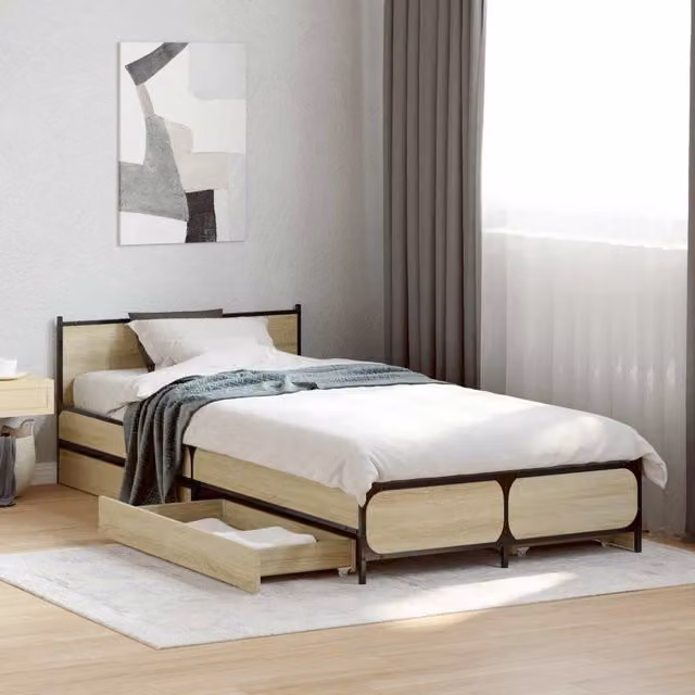 Struttura letto moderna con cassetti e testata vidaXL in legno marrone L: 80 cm, P: 200 cm, H: 83 cm