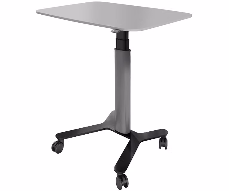 ESMART EAX-131 BG 90 x 60 cm Grigio chiaro Scrivania ergonomica sit-stand Regolabile elettricamente in altezza in modo continuo da 65 a 130 cm Scrivania mobile con rotelle
